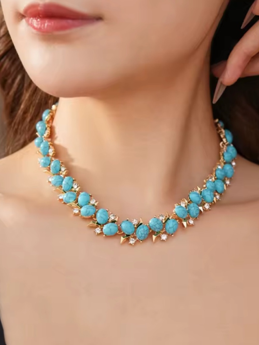 Royal Turquoise Elegance Gold Necklace